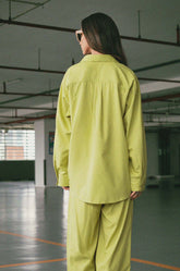 Double Pocket Oversized Shirt- Lime